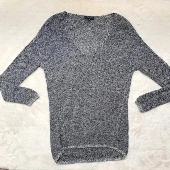 Babaton Aritzia Womens Jarrod Sweater V-neck Long sleeve Gray Knit Heathered - Picture 7 of 16
